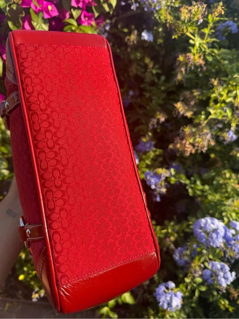 Coach Red Signature C Monogram Tote Shoulder Bag